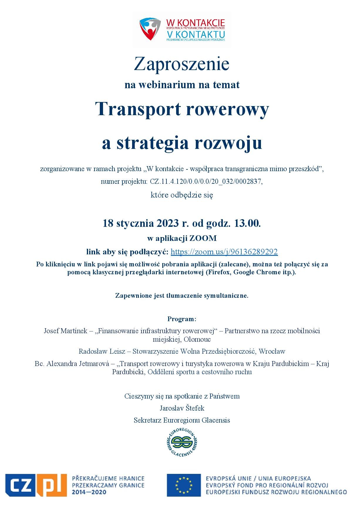Zaproszenie_Transport rowerowy a strategia rozwoju_18.1.2023