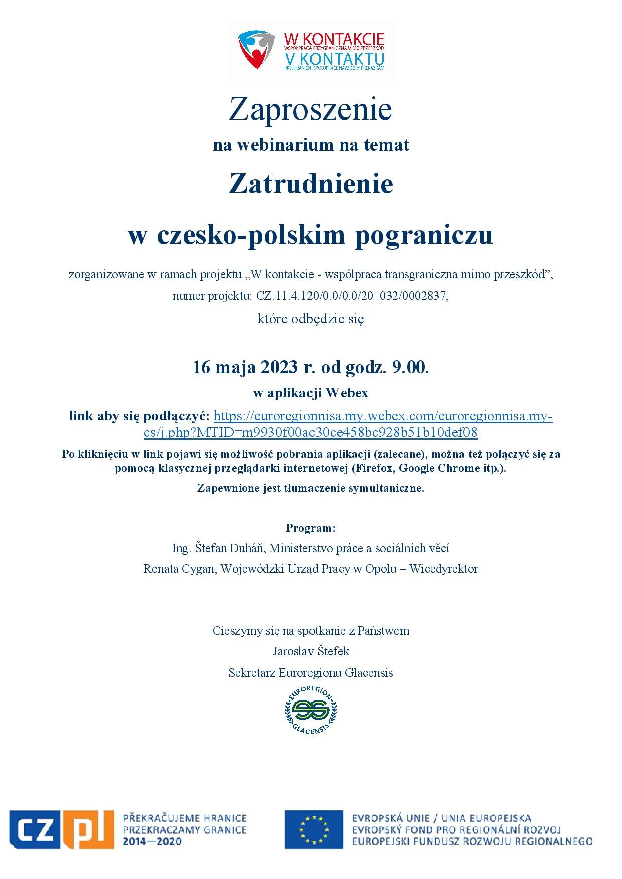 Zaproszenie_Zatrudnienie w czesko-polskim pograniczu_16.5.2023